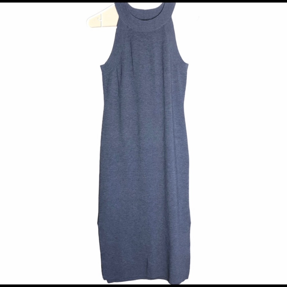 Theory Ribbed Tank Dress - Grey blue, Midi length